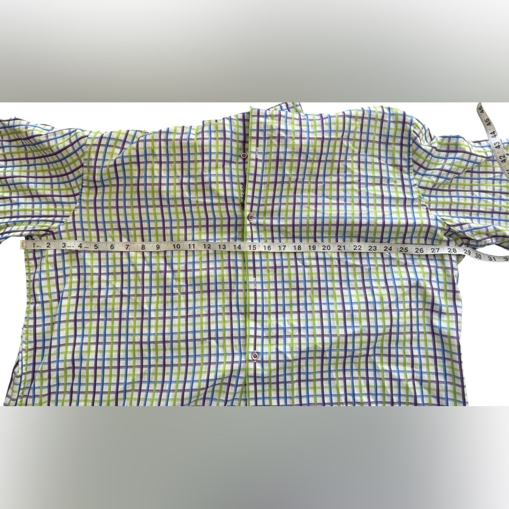 Robert Graham Men 2XL‎ Plaid Purple Green Button Down Hawaiian Flower Flip Cuffs - Picture 3 of 6